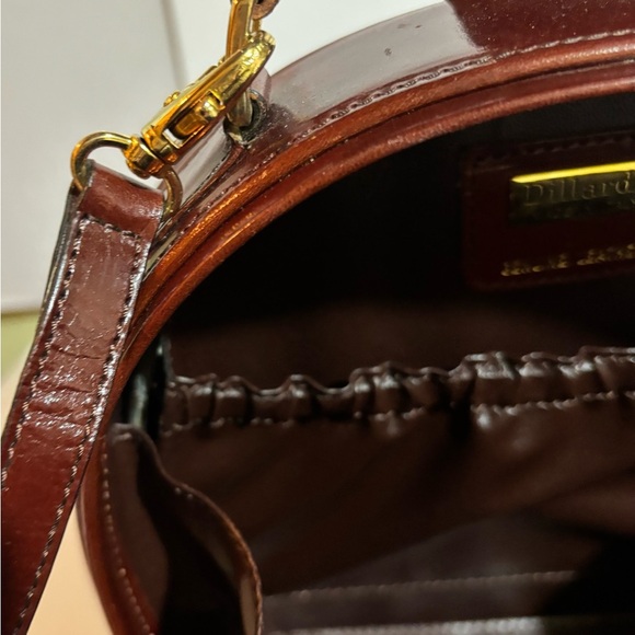 Dillards Elegant Brown Leather Handbag - Picture 8 of 9